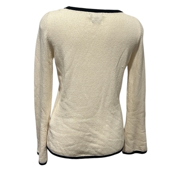 Massimo Dutti women’s cotton blend cream trimmed in black sweater size Small - Picture 2 of 7